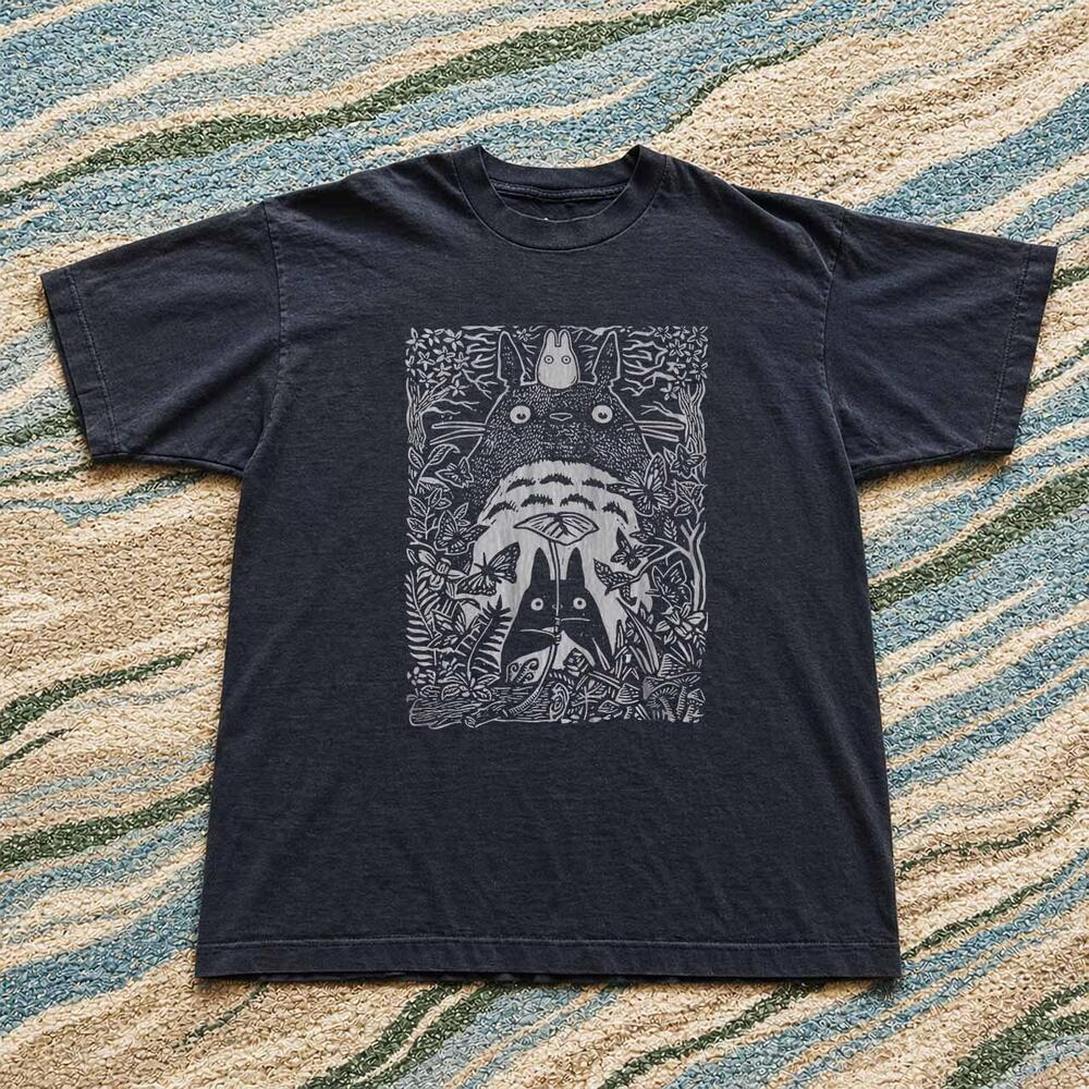 Style My Neighbor Totoro Anime Black Graphic Tee